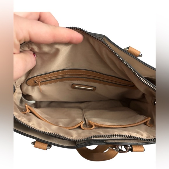 Rosetti Tan and White Rectangle Crossbody Satchel Bag - Picture 5 of 14